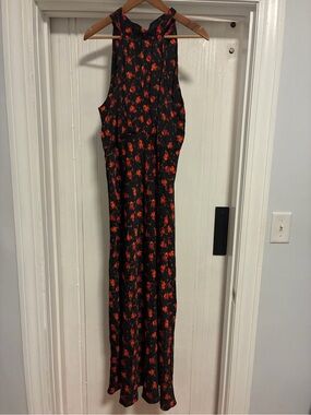 a new day Black Maxi Dress with Red Floral Print